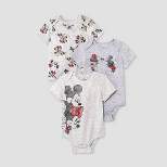 Baby Boys' Disney Mickey Mouse & Friends Minnie 3pk Bodysuit and One Piece Clothing Set - Heathered Gray