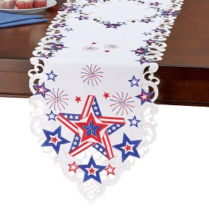 Collections Etc Embroidered Starburst Patriotic Table Linens - 1 of 2