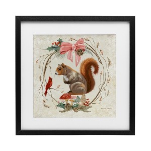 Stupell Industries Woodland Squirrel Rustic Wreath Framed Print Under Glass Art - 1 of 4