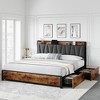 Full Size Bed Frame with Storage Linen Upholstered Headboard, 4 Drawers Platform Bed Frame - 3 of 4