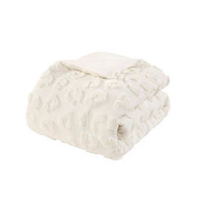 Full Off-White Microfiber Chenille Comforter Set