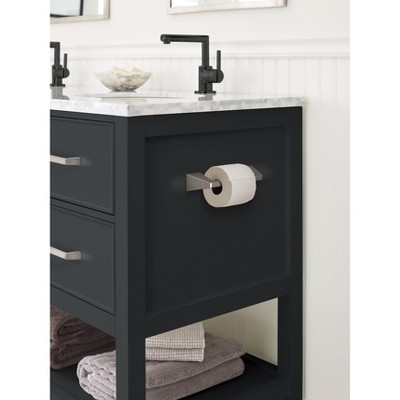Brushed Nickel Geometric Pivoting Double Post Toilet Paper Holder