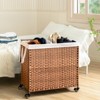 Fontoi Utility Storage Bins, Clothes Hamper with Rattan Frame Wheels, Laundry Basket with Two Removable Bags, Brown, 13.4"*26.4"*27.6" - 4 of 4