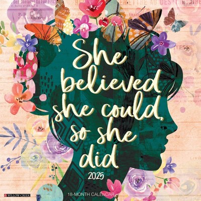 Willow Creek Press She Believed She Could So She Did 2025 Wall Calendar: Monthly Planner, 12x12 Inches, Blue, All Ages