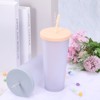Unique Bargains Matte Style Double Wall Acrylic Straw Tumbler with Lid - 4 of 4