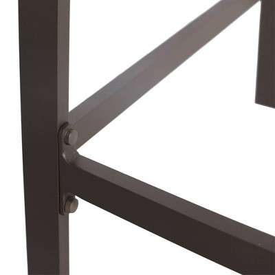 Brown Aluminum Frame Outdoor Counter Height Bar Stools, Set of 2