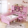 KTMBDW Twin Size Platform Bed Frame with Bookshelf, Built-in Desk and Matching Chair, Wooden Slats Support, No Box Spring Needed, Easy Assembly - 3 of 4