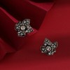 SOHI Women's Rhinestones Black Flower Stud Earring - 2 of 4