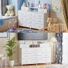 55" W Dresser for Bedroom with LED Lights and Power Outlets White Large 12 Storage Drawers Long Fabric Chests Dressers with 2 Shelves Metal Frame - 3 of 4