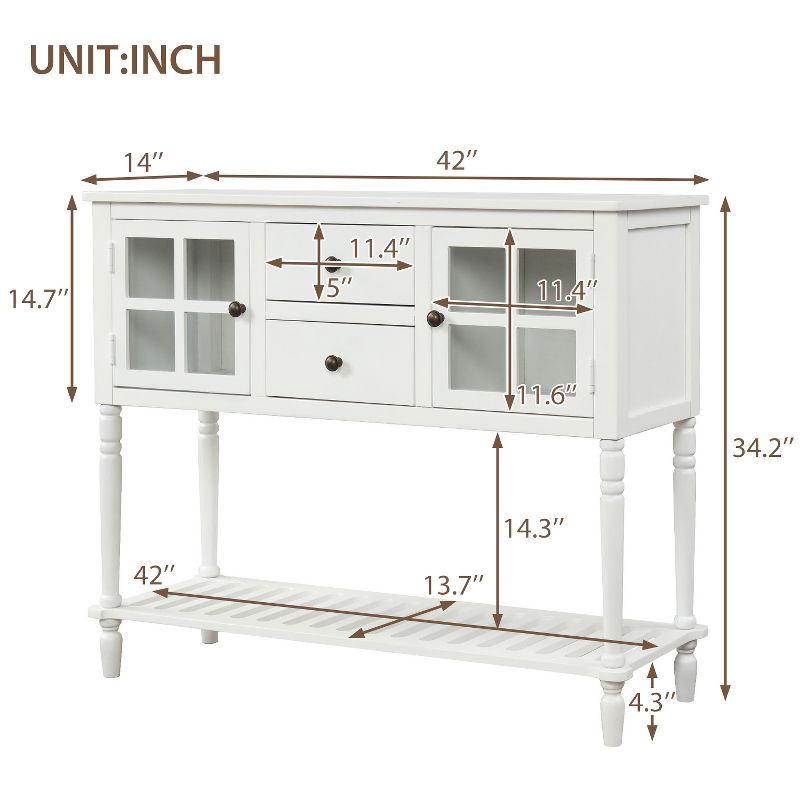 Farmhouse Double Door Console Table with Bottom Shelf and Drawers-ModernLuxe, 3 of 8