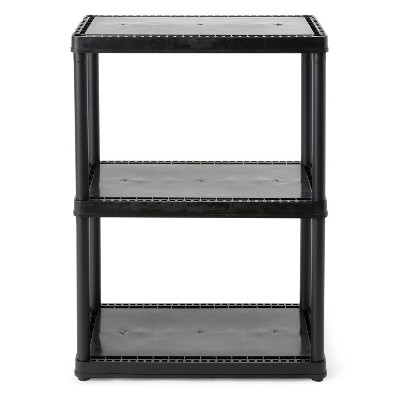 Black 24'' 3-Tier Plastic Storage Shelving Unit