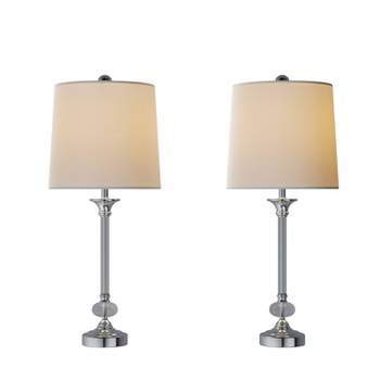 Crystal Lamps-Set of 2 Faceted Silver Lighting (Includes LED Light Bulb)