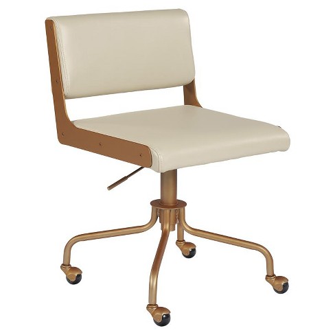 24 5 Modern Faux Leather Office Chair, Cream Office Chair Faux Leather