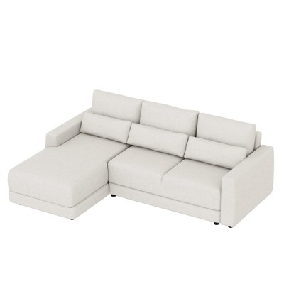 NicBex Modular 92.9" L Shpae Sectional Sofa Linen Sleeper Couch Set with 3 Pillows for Living Room