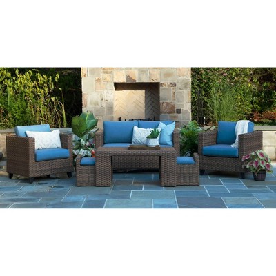 Pepperidge 6pc Deep Seating Set with Sunbrella Fabric Blue - Canopy Home and Garden