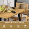 Tangkula Outdoor Dining Table 42.5” Acacia Wood Patio Table with 1.9” Umbrella Hole Metal Legs & Adjustable Foot Pads Farmhouse Bistro Table - 2 of 4