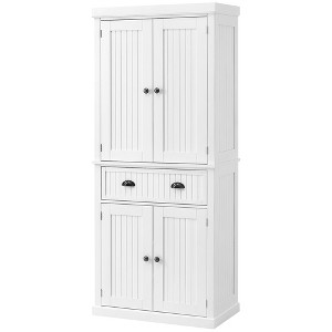 72" Kitchen Pantry Cabinet, Freestanding Tall Storage Cabinet, Traditional Kitchen Cabinet with 4 Doors, Drawer and 3 Adjustable Shelves - 1 of 4
