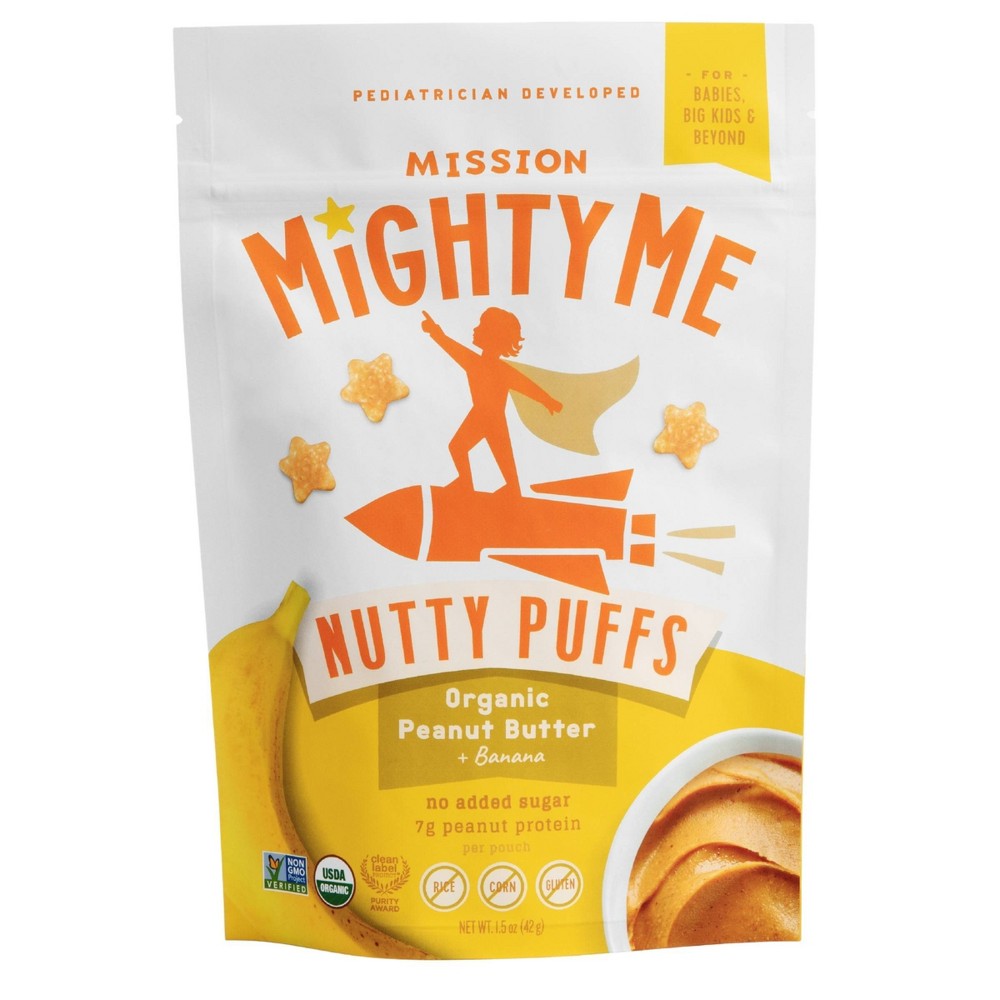 Mission MightyMe Nutty Puffs Baby Snacks - Organic Peanut Butter with Banana - 1.5oz