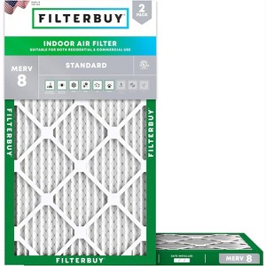 Filterbuy 10x36x1 Air Filter (2-Pack), Pleated MERV 8 Dust Defense Replacement HVAC AC Furnace Filters (Actual Size: 10.00 x 36.00 x 0.75) - 1 of 4