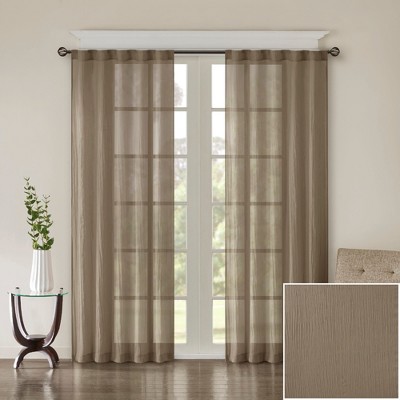 Contemporary Style Solid Crushed Window Panel Pair, Lightweight Sheer Fabric Light Filtering Window Panel for All Seasons