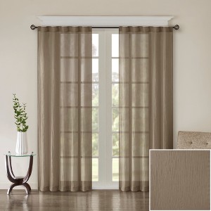 Contemporary Style Solid Crushed Window Panel Pair, Lightweight Sheer Fabric Light Filtering Window Panel for All Seasons - 1 of 4