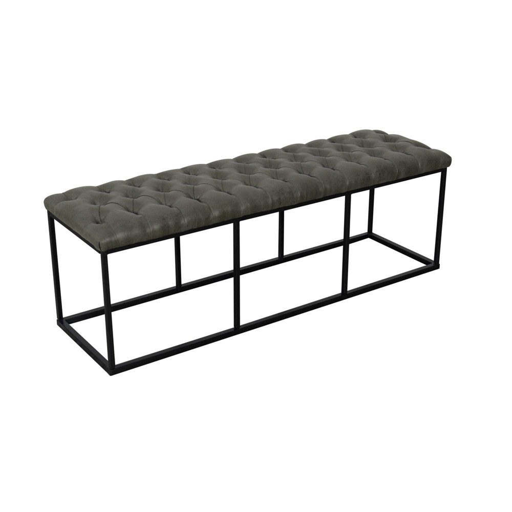 Photos - Pouffe / Bench Draper Ottoman with Button Tufting Gray - HomePop