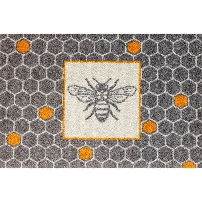 2'x3' ColorStar Bee Hex Door Mat Gray - Bungalow Flooring