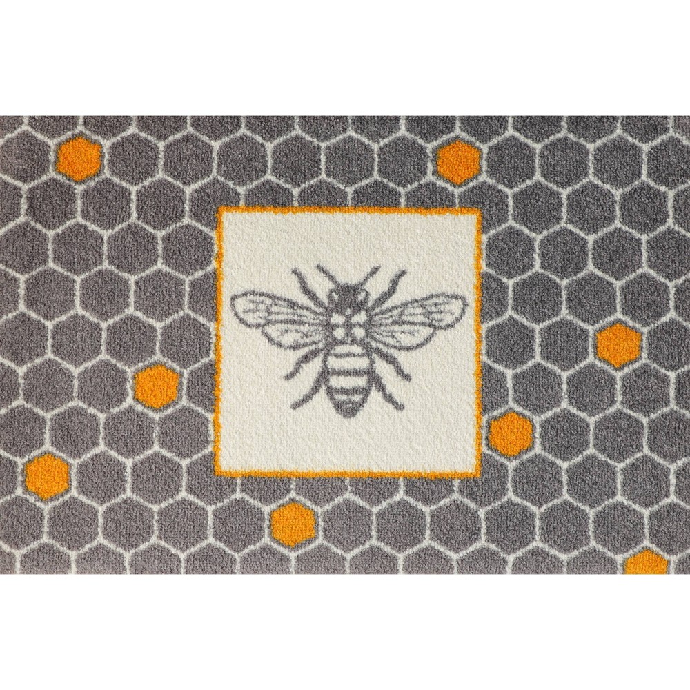 Photos - Doormat Bungalow Flooring 2'x3' ColorStar Bee Hex Door Mat Gray - : Indoor Washable, Skid-Resistant, Low Pile, 2x3 Rug 