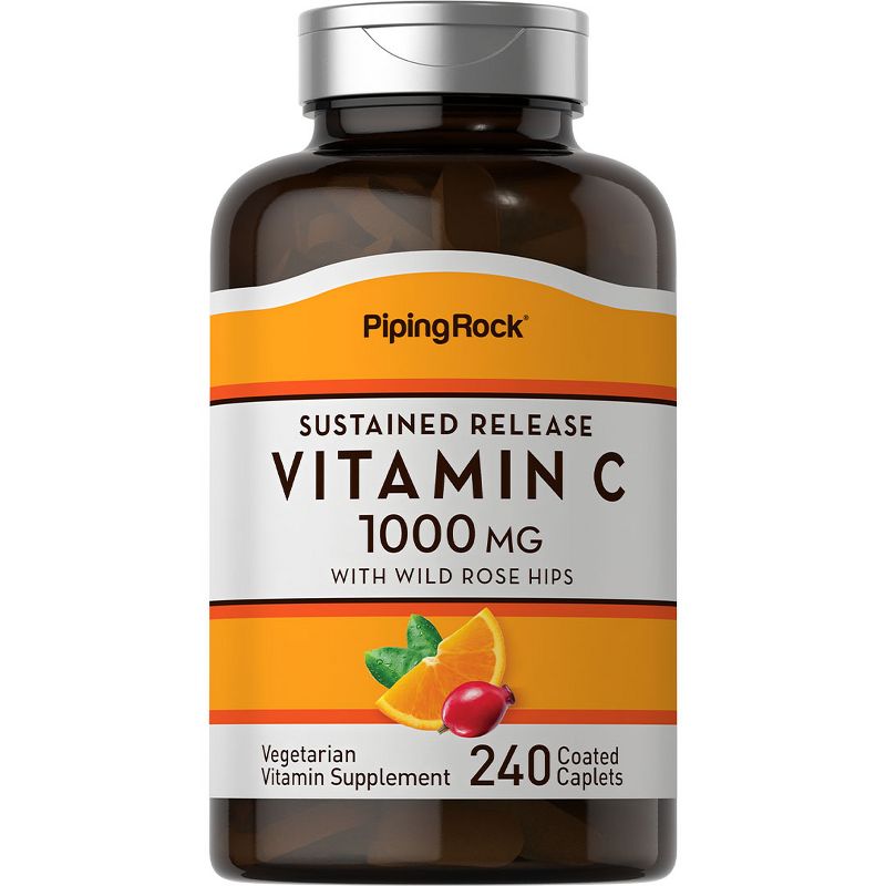 Piping Rock Vitamin C 1000 mg | with Rosehips | 240 Coated Caplets, 1 of 3