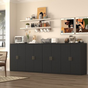 Brafabhome Accent Fluted Sideboard Buffet Cabinet with 4 Doors, Modern Credenza Storage Cabinet with Adjustable Shelves for Living Room Dinning Room - 1 of 4