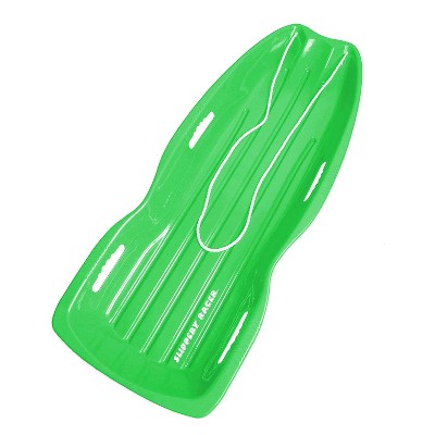 Slippery Racer Downhill Xtreme Flexible Adults and Kids Plastic Toboggan Snow Sled for up to 2 Riders with Pull Rope and Handles, Green