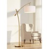 Possini Euro Design Raymond Modern Arc Floor Lamp 69" Tall Warm Gold Adjustable Boom Arm White Linen Drum Shade for Living Room Reading Office House - 2 of 4