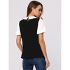 Allegra K Women's Contrast Peter Pan Collar Puff Short Sleeve Summer Top - 3 of 4