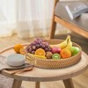 BRINJOY 14.17" Round Woven Tray - Handmade Rattan Serving Tray with Handles (Large) - 3 of 4