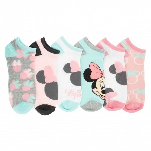 Womens Minnie Mouse Pastel Icons Ankle Socks 6-Pair Pack - 1 of 4