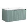 36" Modern Bathroom Vanity with Drop-Shaped Resin Sink, Floating Vanity Basin Combo Wall-Mounted Storage Cabinet Green One Size - 3 of 4