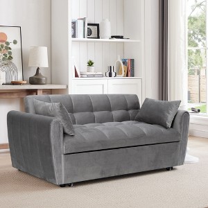 NicBex 65 Inch Sofa Bed,Modern 3-in-1 Foldable Loveseat Sofa with 2 Pillows,Upholstered Velvet Couch for Living Room,Bedroom,Lounge - 1 of 4