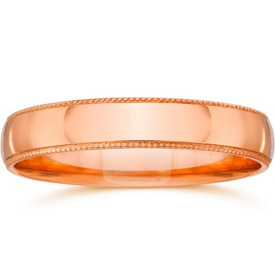 Pompeii3 3mm Milgrain 14K Rose Gold Polished Wedding Band