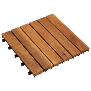 vidaxl 10 pcs Acacia Decking Tiles 11.8"x11.8" Vertical Pattern - 1 of 4