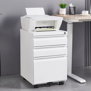 Gulches 3-Drawer Mobile Filing Cabinet with Lock White Metal Office Storage Cabinet for Legal/Letter/A4, Under Desk with Casters - 1 of 4
