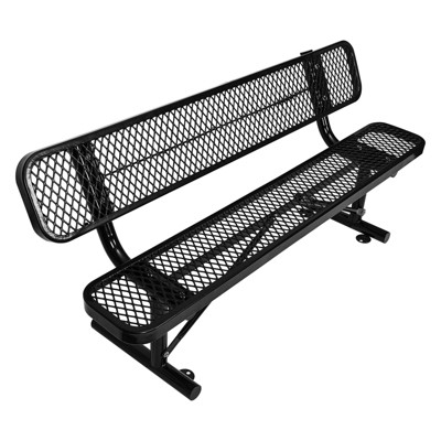 TiramisuBest 45.7in. Patio Bench Black Steel and WPC,Black