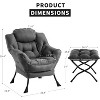 Lazy Chair, Modern Soft Reading Lounge Sofa Chair with Armrests and Side Pockets, 350 lbs Weight Capacity, with Footrest, Gray - 3 of 4