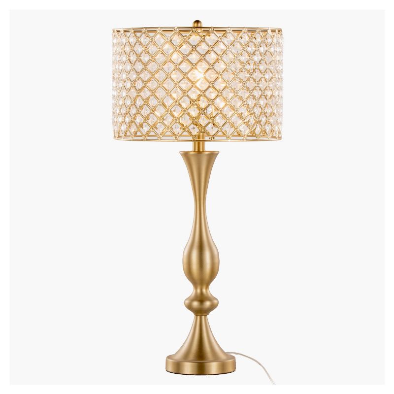 LumiSource Topaz 27&#34; Glam/Art Deco Metal Table Lamp Gold Metal with Clear K9 Crystal and Metal Shade from Grandview Gallery, 2 of 7