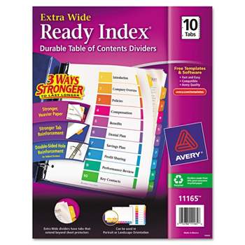 Avery Ready Index Customizable Table of Contents Asst Dividers 10-Tab 11 x 9 1/2 11165