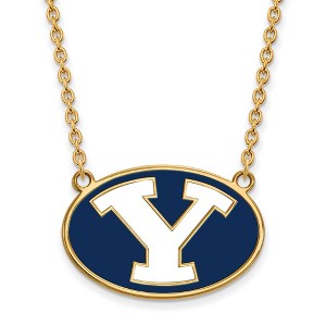Black Bow Jewelry 14k Yellow Gold Plated Sterling Silver Brigham Young Cougars NCAA Necklace 18 Inch - 1 of 4