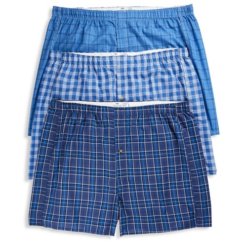 Harbor Bay 3-pack Plaid Woven Boxers - Men's Big And Tall Blue 1x : Target