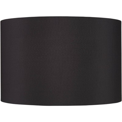 Springcrest Black Faux Silk Large Drum Lamp Shade 17" Top x 17" Bottom x 11" Slant x 11" High (Spider) Replacement with Harp and Finial