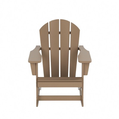 Weathered Wood Outdoor Rocking Adirondack Chair Set with Wide Armrests
