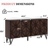 AMERLIFE 63" Acacia Wood Sideboard Buffet with Hand-Carved Geometric Door, Console Cabinet with Adjustable Shelves, Dark Walnut - 2 of 4
