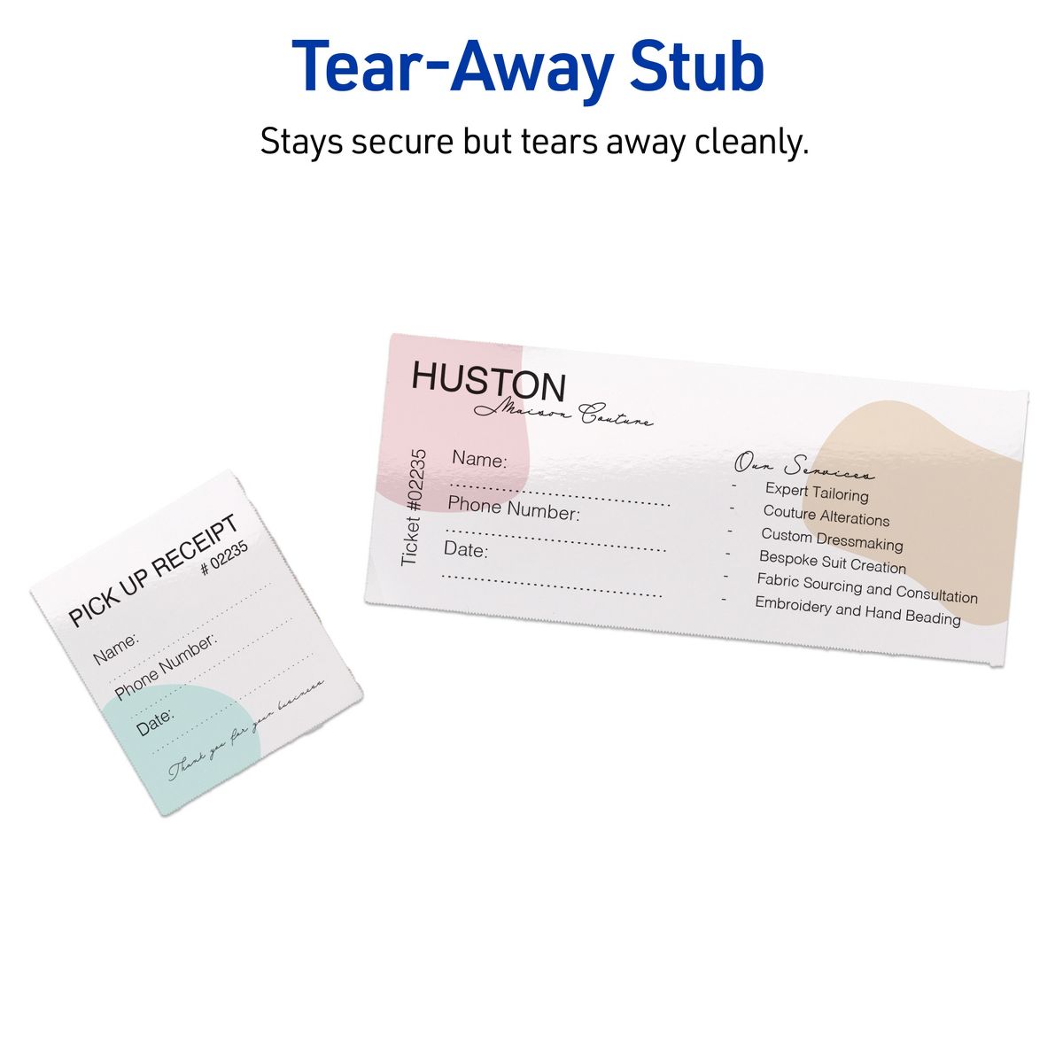 1-3/4" x 5-1/2" Rectangle, Glossy White Tickets - thumbnail 4
